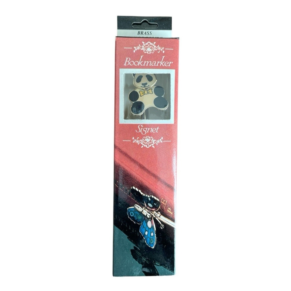 Vintage Metal Panda Bear Bookmark‎ by Signet with Box Brass Bookmark Animal